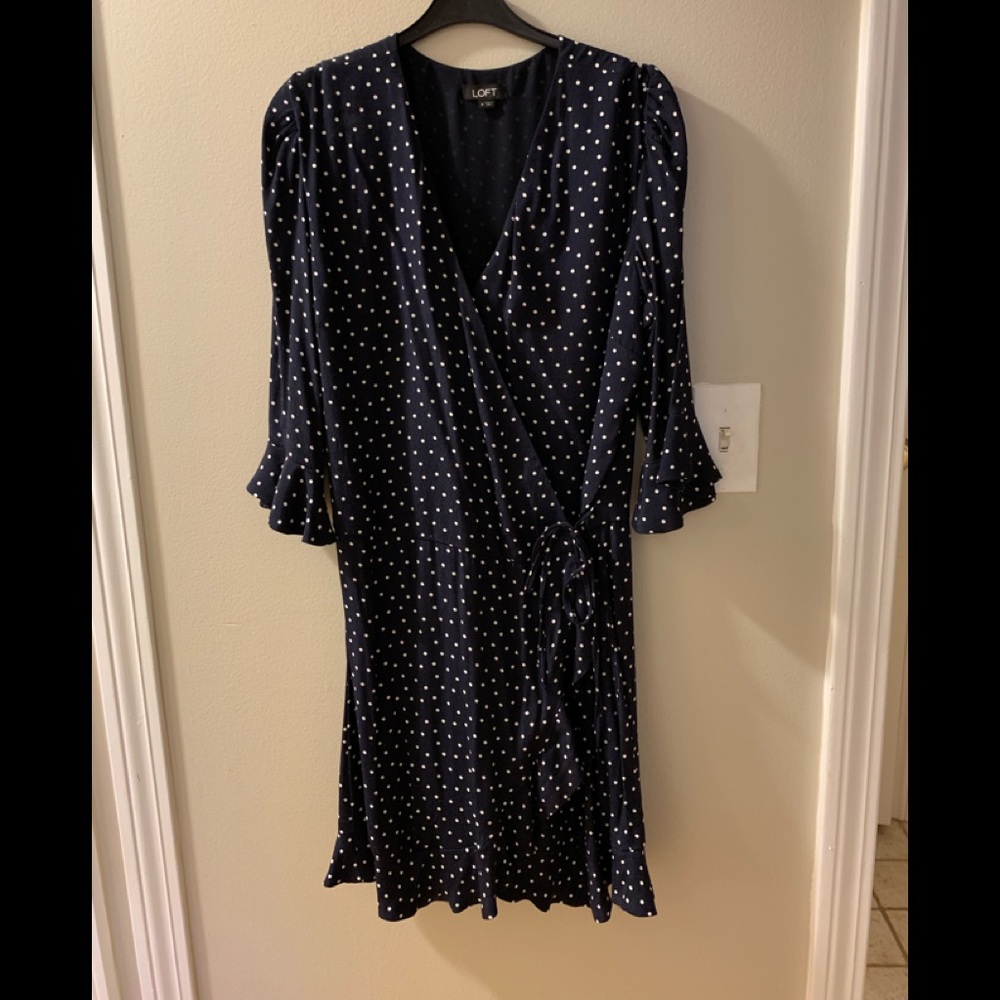 navy and white tie waist romper